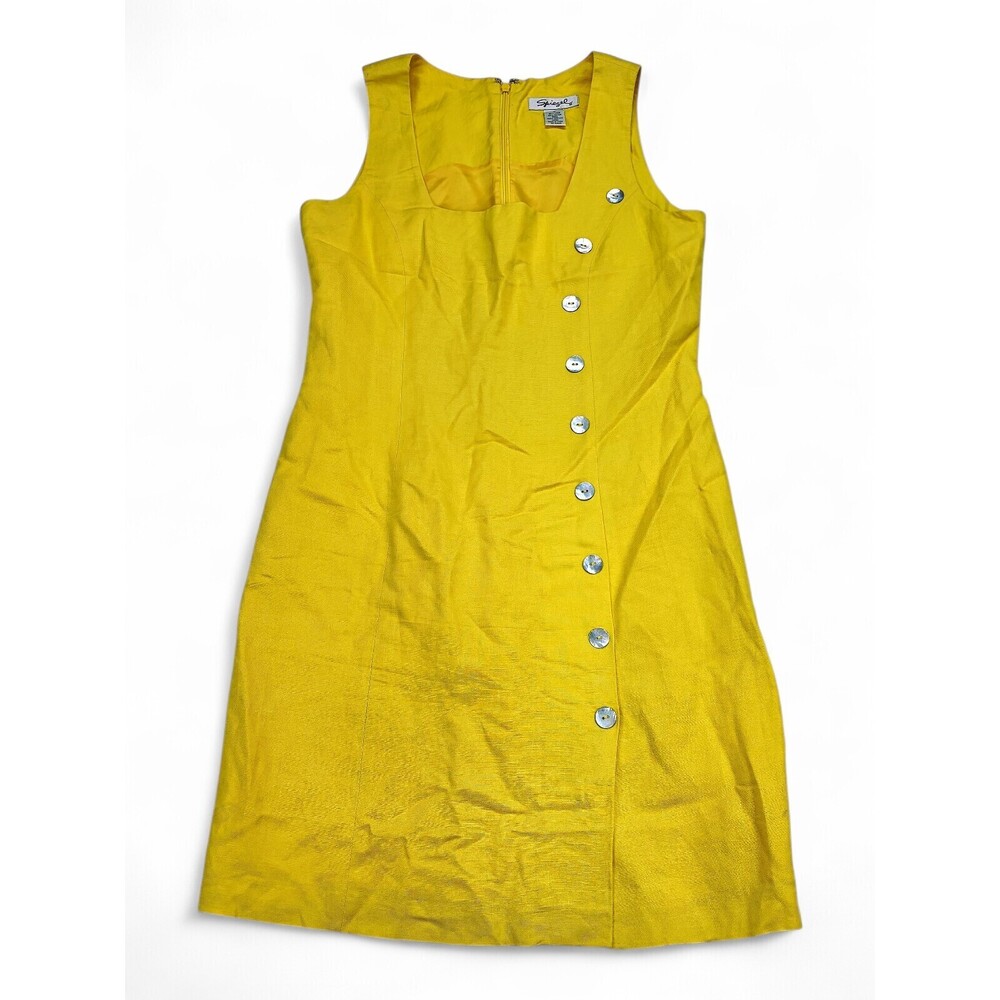 Spiegel Yellow‎ Sleeveless Button-Front Shift Dress Sz 4